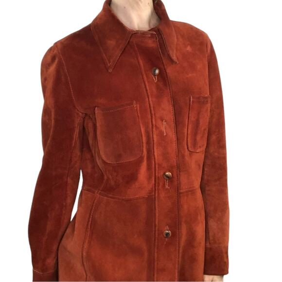 Vintage suede‎ jacket 70’s rust red - Picture 2 of 12